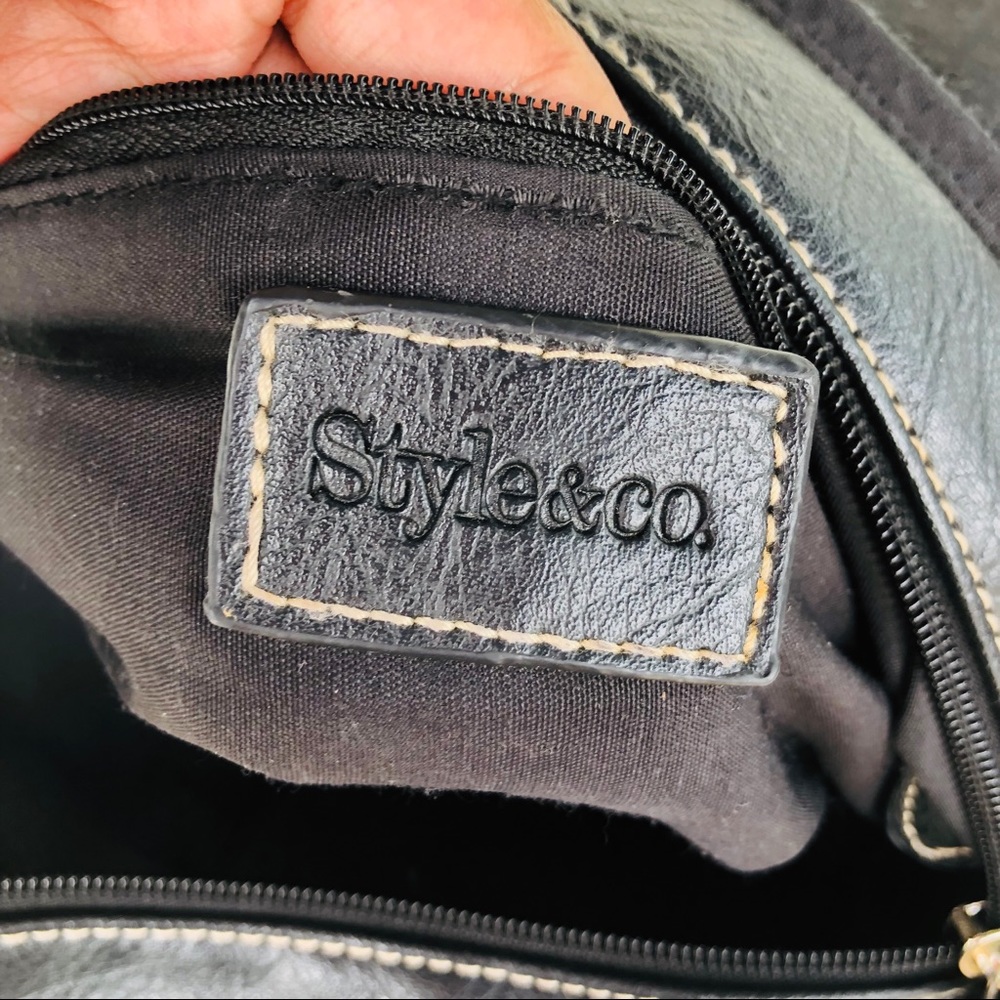 Style & Co Black Leather Handbag/Shoulder Bag - Picture 5 of 5